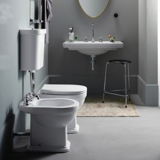 Επιδαπέδια Λεκάνη Πορσελάνης Medium Level Κατωστόμια GSI Classic Με Κάλυμμα Duroplast Soft Close 871000MC-300 Λευκό